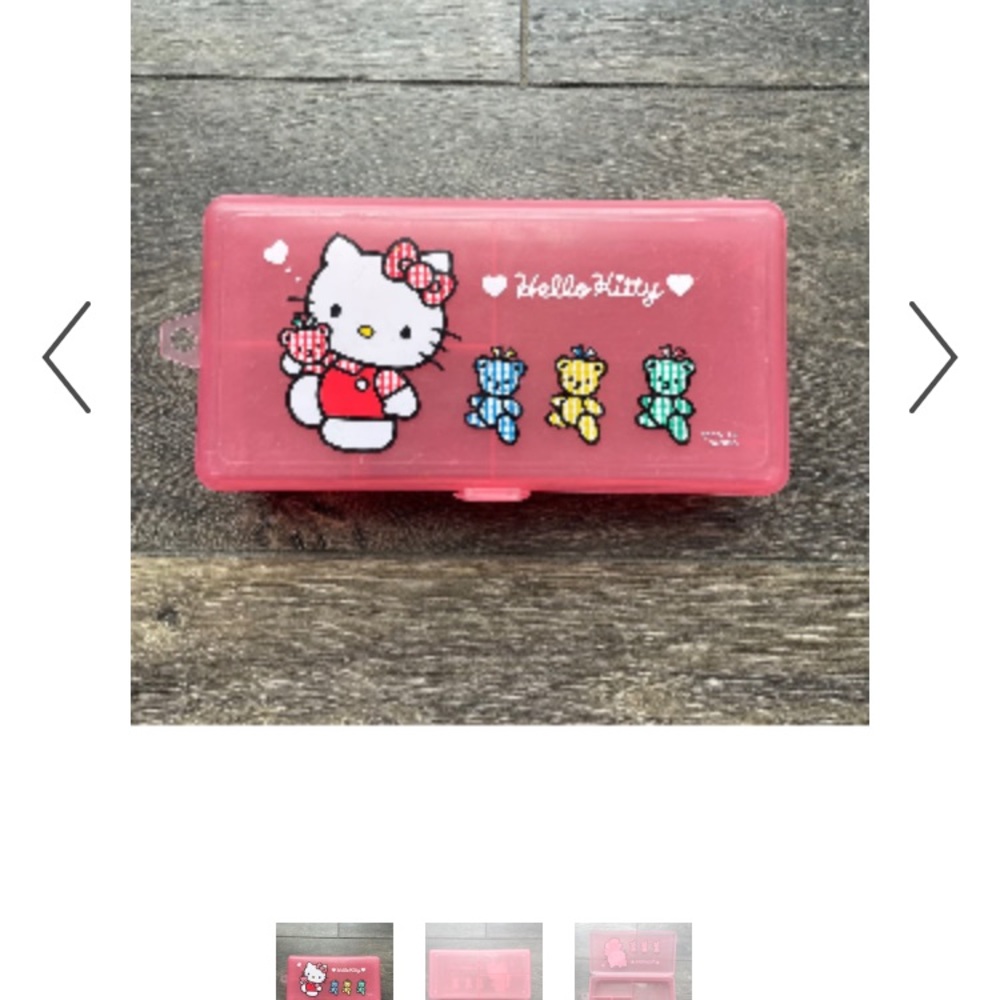 Vintage Sanrio Hello Kitty Plastic Organizer Box from the 90's.